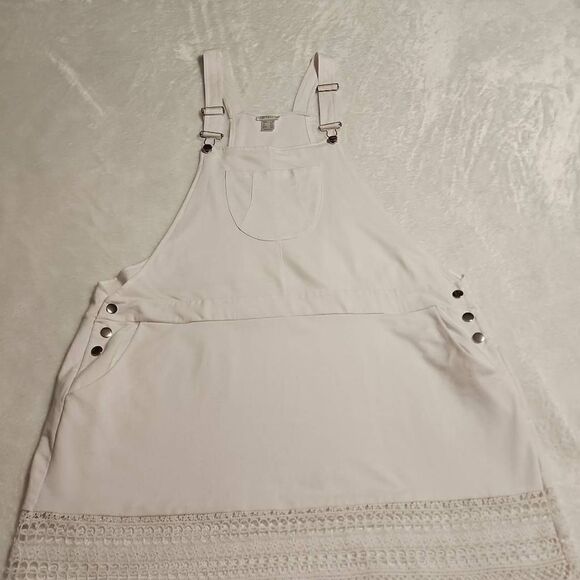 Venus Womens White Lace Trimmed Knit Overall Skirt Size 3X - Picture 1 of 10